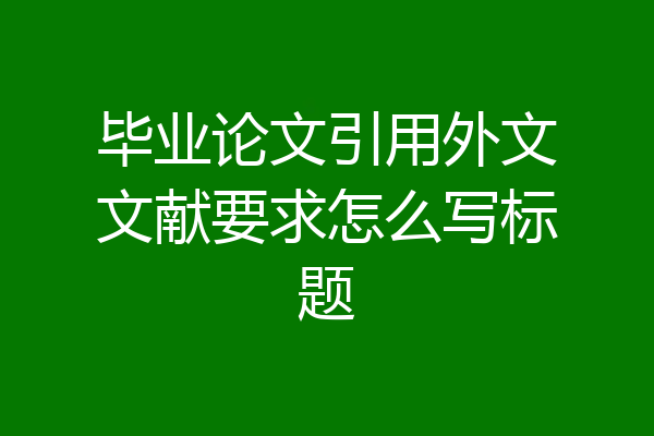 毕业论文引用外文文献要求怎么写标题