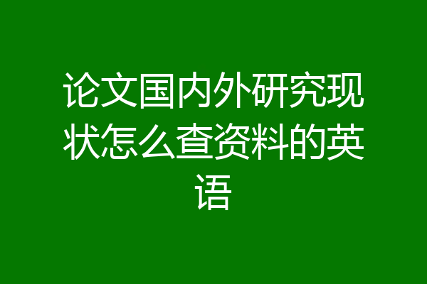 论文国内外研究现状怎么查资料的英语