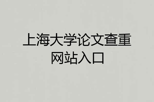 上海大学论文查重网站入口