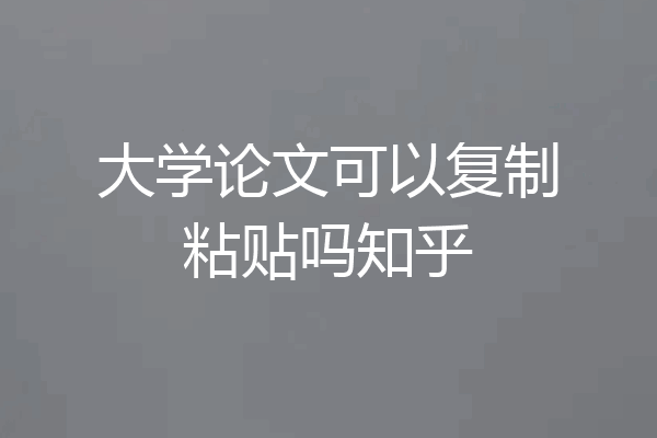 大学论文可以复制粘贴吗知乎