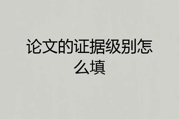 论文的证据级别怎么填