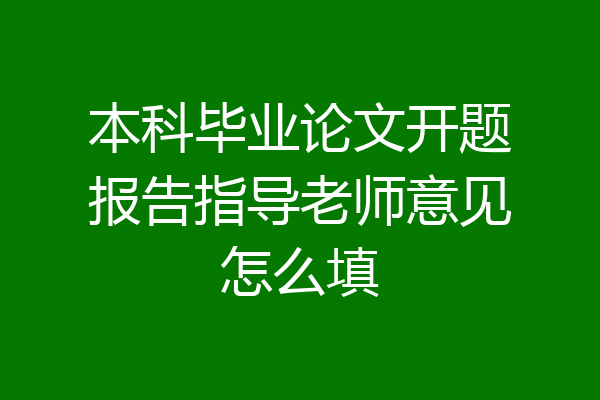 本科毕业论文开题报告指导老师意见怎么填