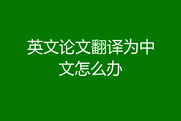 英文论文翻译为中文怎么办