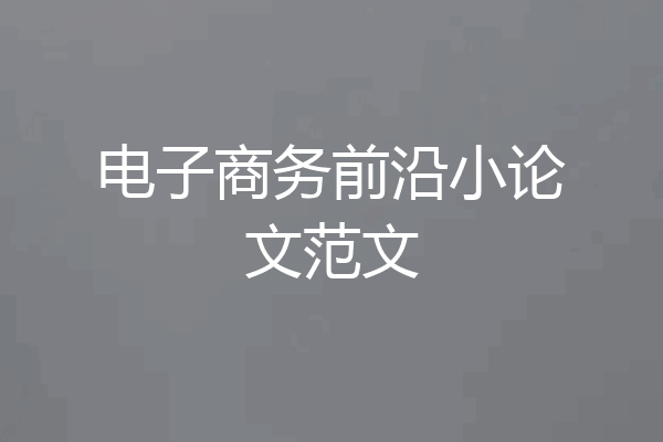 电子商务前沿小论文范文