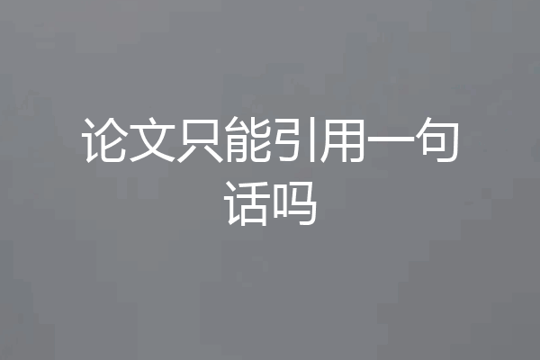 论文只能引用一句话吗