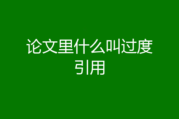 论文里什么叫过度引用