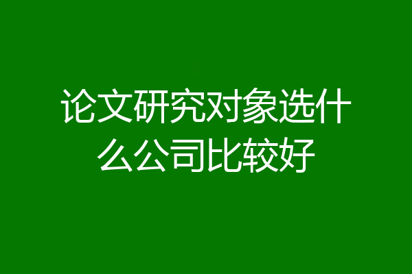 论文研究对象选什么公司比较好