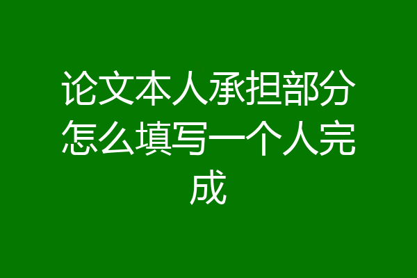 论文本人承担部分怎么填写一个人完成