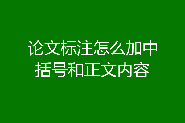 论文标注怎么加中括号和正文内容