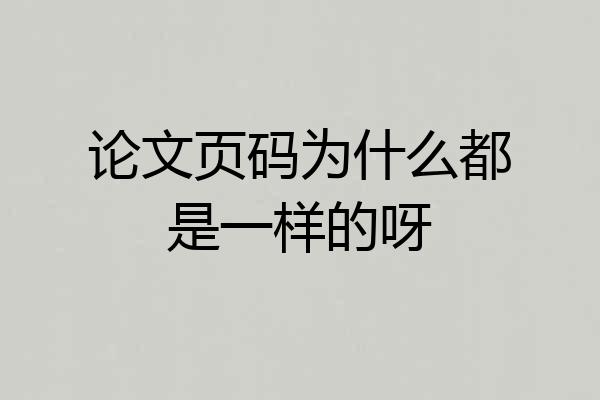 论文页码为什么都是一样的呀
