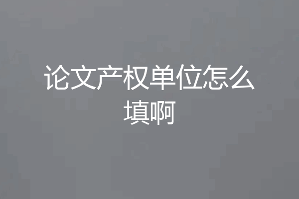 论文产权单位怎么填啊
