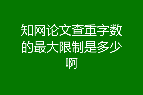 知网论文查重字数的最大限制是多少啊