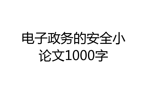 电子政务的安全小论文1000字