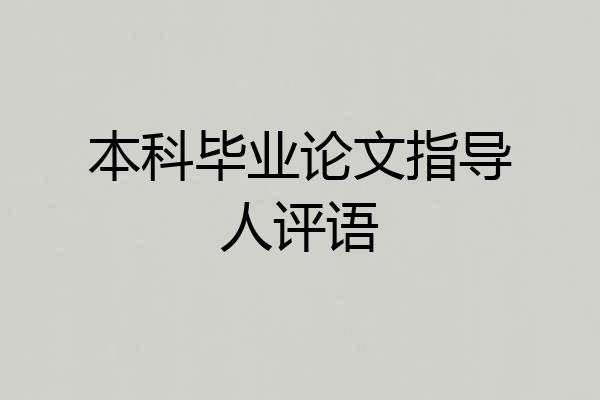 本科毕业论文指导人评语