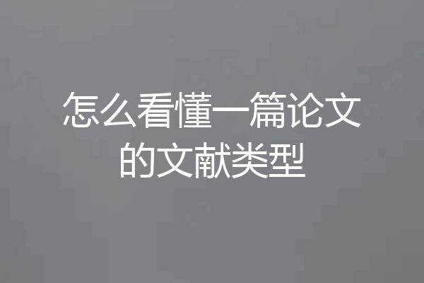 怎么看懂一篇论文的文献类型