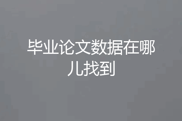 毕业论文数据在哪儿找到