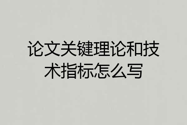 论文关键理论和技术指标怎么写