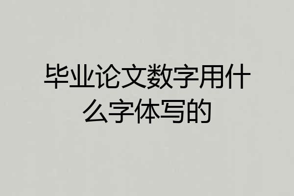 毕业论文数字用什么字体写的