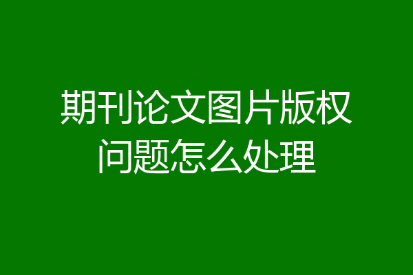 期刊论文图片版权问题怎么处理