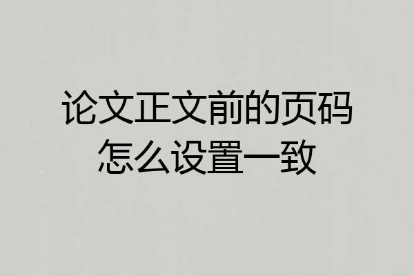 论文正文前的页码怎么设置一致