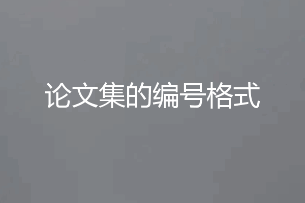 论文集的编号格式
