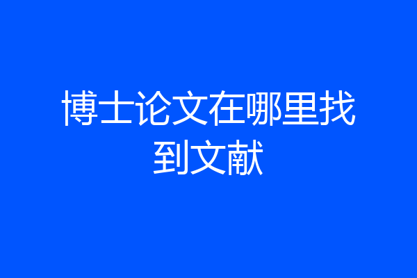 博士论文在哪里找到文献