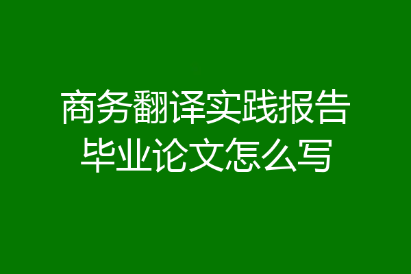商务翻译实践报告毕业论文怎么写
