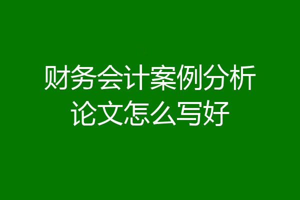 财务会计案例分析论文怎么写好