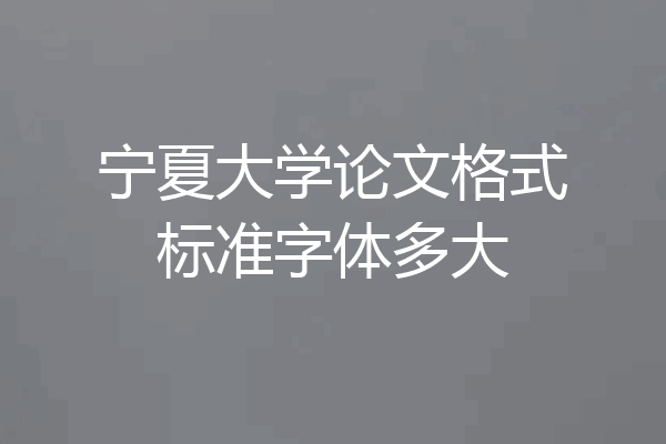 宁夏大学论文格式标准字体多大