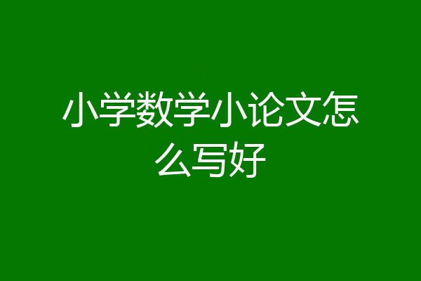 小学数学小论文怎么写好