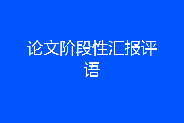 论文阶段性汇报评语