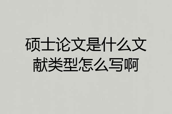 硕士论文是什么文献类型怎么写啊