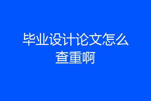 毕业设计论文怎么查重啊