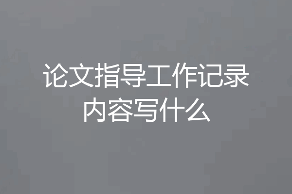 论文指导工作记录内容写什么