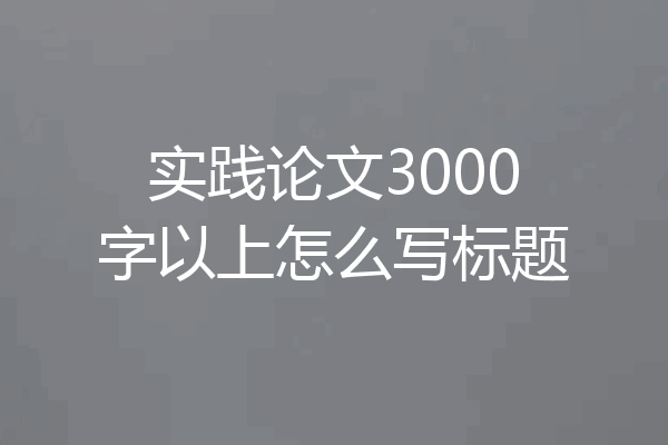 实践论文3000字以上怎么写标题