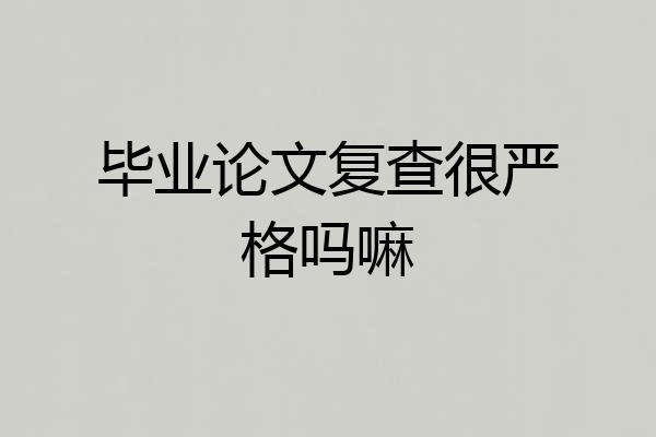 毕业论文复查很严格吗嘛