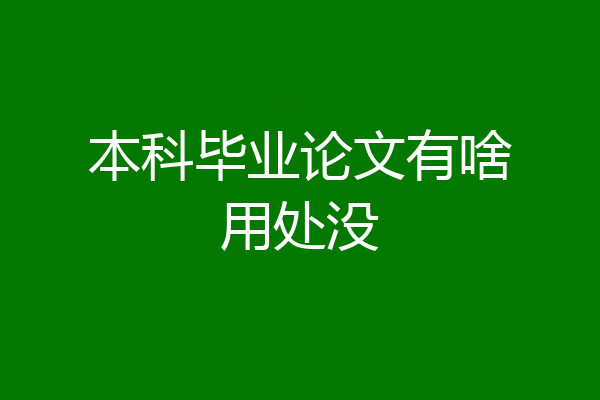 本科毕业论文有啥用处没