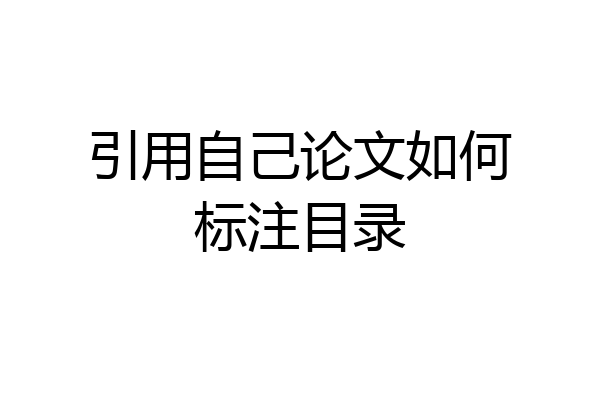 引用自己论文如何标注目录