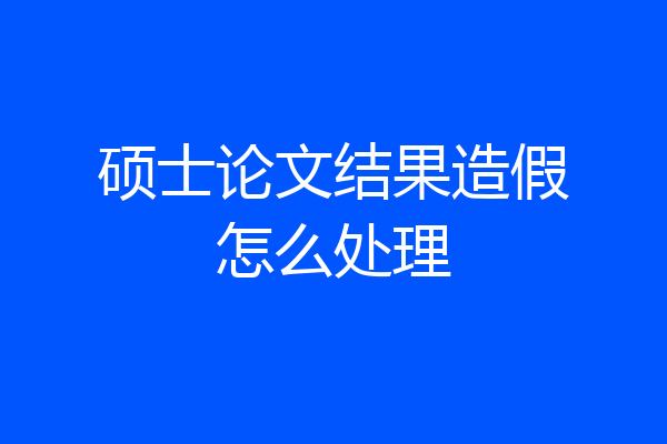硕士论文结果造假怎么处理