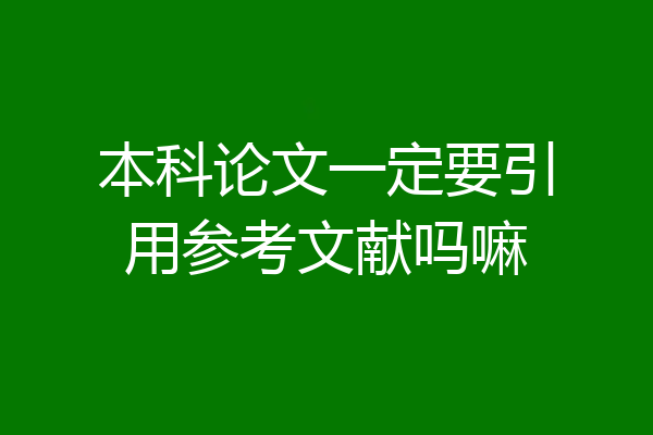 本科论文一定要引用参考文献吗嘛