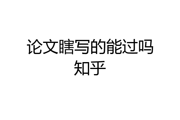 论文瞎写的能过吗知乎