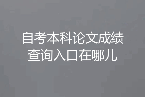 自考本科论文成绩查询入口在哪儿