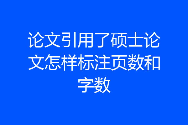 论文引用了硕士论文怎样标注页数和字数