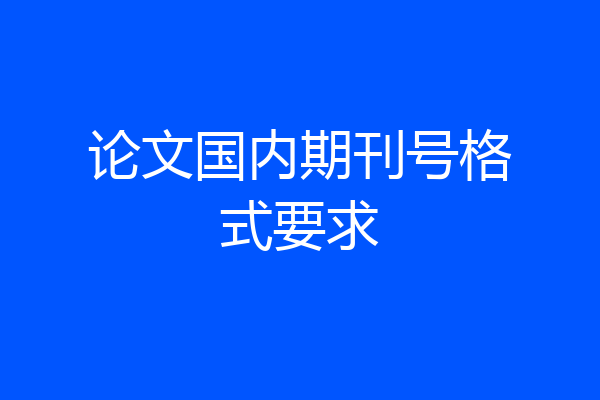 论文国内期刊号格式要求