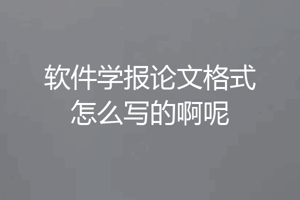软件学报论文格式怎么写的啊呢