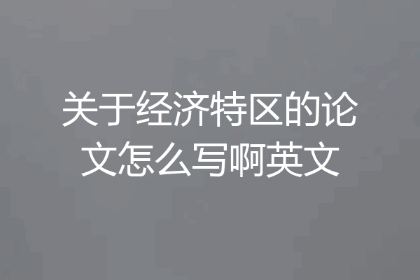 关于经济特区的论文怎么写啊英文