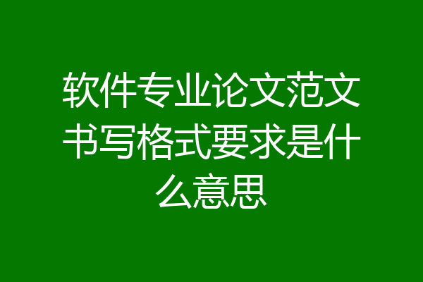 软件专业论文范文书写格式要求是什么意思