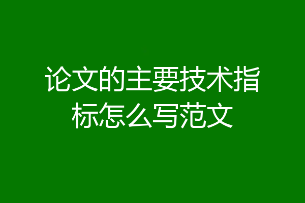 论文的主要技术指标怎么写范文