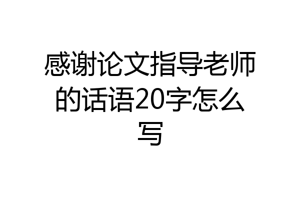 感谢论文指导老师的话语20字怎么写