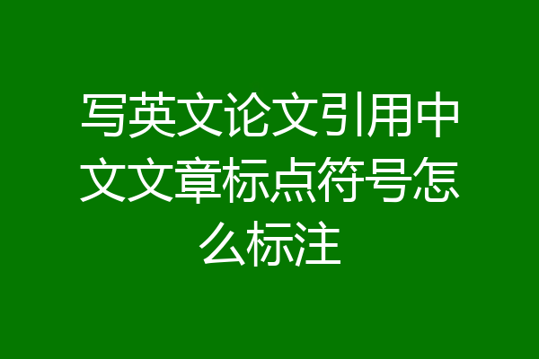 写英文论文引用中文文章标点符号怎么标注